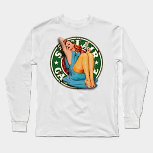 Ms Sinclair Pin Up Girl - Holding Wrench Long Sleeve T-Shirt